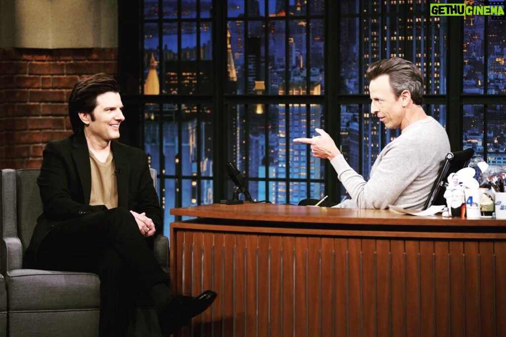 Adam Scott Instagram - Was on @latenightseth last night talking about the SEASON FINALE of @partydownstarz and also of course which @taylorswift ERA we are