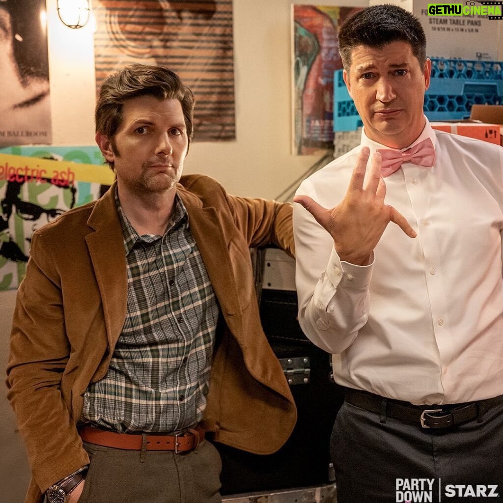 Adam Scott Instagram - TOMORROW Party Down returns on @starz in the US, and Lionsgate around the world! So proud of this show and so happy we got all of these talented people and Ken Marino back together after so long…🎀🎀🎀🎀🎀🎀🎀🎀🎀🎀🎀🎀@partydownstarz