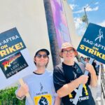 Adam Scott Instagram – In solidarity on the picket line at Warner Bros with our fellow @sagaftra @wgawest @wgaeast members, my boyfriend @nickofferman   one bonus Jesse Plemons
#sagaftrastrong #wgastrong