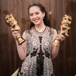 Adhisty Zara Instagram - Terimakasih banyak atas dukungannya❤️ . . in @biyanofficial dress for INDONESIA MOVIE ACTOR AWARDS 2020 ,makeup @ryanogilvy ,hairdo @chikievers ,jewelry @dominiquejewellery ,styled @wanda_haraa #wandaharaaproject ❤️ 📸 @snap.nuel