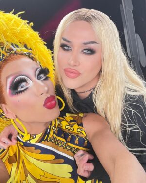 Adore Delano Instagram - It’s a party at #ThePitStop! 👠 @thebiancadelrio and I linked up to talk about last night’s #DragRace episode 👀 (link in stories) 💛🖤💛🖤💛