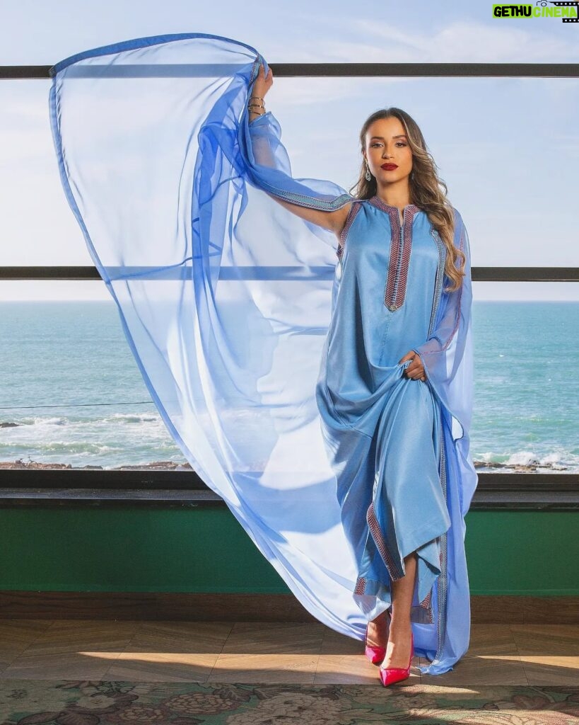 Ahlam Zaimi Instagram - Caftan is a way of saying something through a look💙💦🗨 Photographer :@zakaria_latouri Wearing : @kounouz.officiel Mua: @kenzalazrakmakeup D.a :@simoelalaouii Kocation: @manaos_casablanca . #fypシ #fyp #trend #ramadan #ramadan2024 #morocco🇲🇦 #morocco #shoot #shooting #caftan