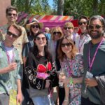 Aisling Bea Instagram - Avoided drawing attention to myself today @the_rhs Chelsea Flower show, if you zoom in, you will be able to make me out. I LOVE power plants & BIG bushes & there were so many on display today. But my favourite garden was my friend @tommasseyuk ‘s one for @wateraid which he co-designed with Je @studioweave - both seen here with @josh_widdicombe who did not get the “dress like a flower”memo. The garden features flowers and plants which are resilient to extremes in weather, especially rainfall, which is more important than ever with our changing climate. Also some flowers which may be not deemed as fancy and pretty as others, which breaks my hear as they are ALL loveable. Almost one in ten people around the world don’t have access to clean water close to home, and the climate crisis is making it worse. So the mushroom like design is a rainwater-harvesting pavilion inspired by WaterAid’s work in communities around the world. “But tell us about your outfit so we too can completely cover up in the sun!” Well, I tried to wear an eco outfit today featuring a gorgeous but ill advised in the sun jumper from small brand @theslowlove , a flowery dress from @reformation who make their clothes from leftover material, jewellery & a handbag which fits everything from a variety of charity shops & some earth day shoes from eco brand @vivaia_official who make their shoes from recycled materials and try to reduce waste in their factories. Bought everything so you can TRUST ME. Thanks to @thenewtinsomerset & @the_ivy_collection for feeding myself, my brother in law @mkidao & auntie in law - we are stuffed and covered in pollen. And thank you to @lordham for making sure my hair was nice and shiny. xxx