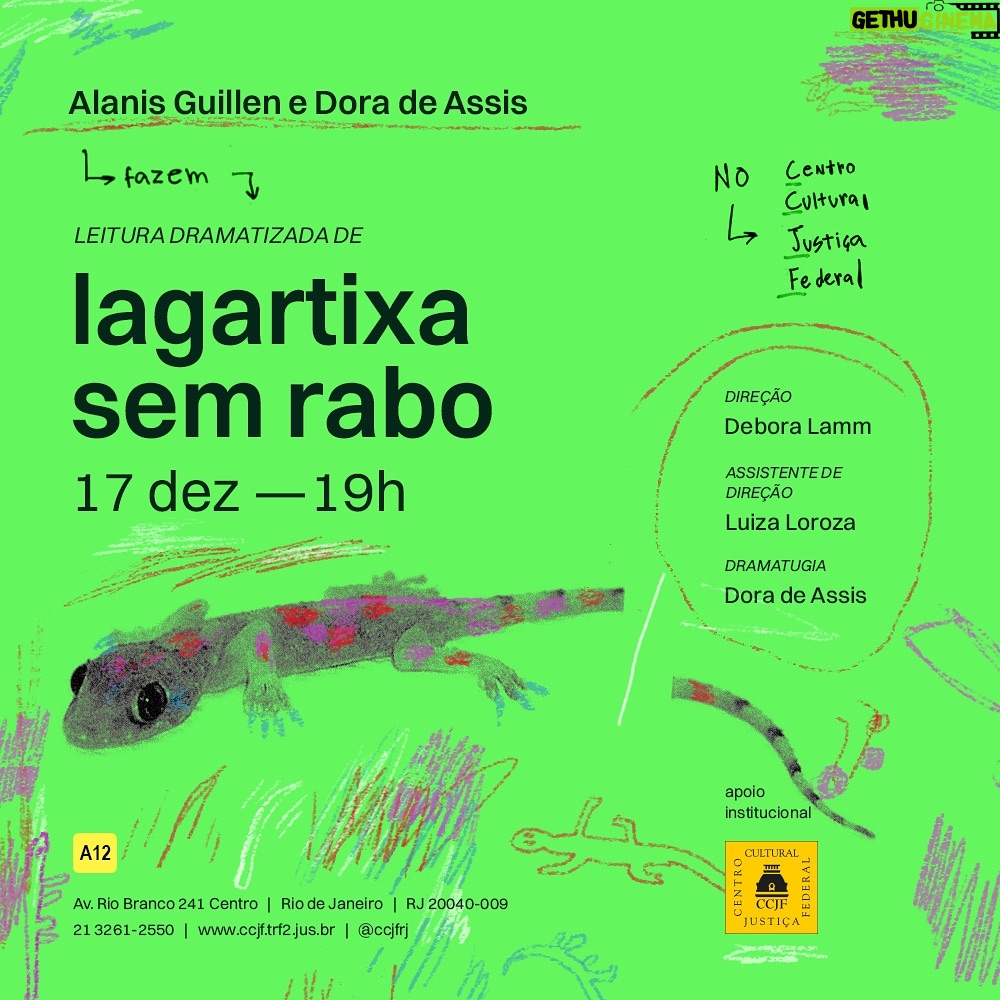 Alanis Guillen Instagram - Um novo começo no meio desse fim de ano. “Lagartixa sem Rabo” é sobre situações das quais não temos retorno, só ida. Ingressos a venda no sympla - link na bio. Arte: @clarabarros