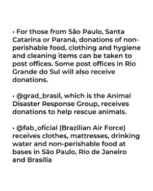 Alessandra Ambrosio Instagram - My heart’s heavy for my dear Rio Grande do Sul. The floods have hit hard, leaving families stranded and cities underwater. It’s devastating.

In these tough times, we can’t sit idle. More than ever, we need to join forces and help those who need it most.  I’ve rounded up some ways you can pitch in, even if you’re far away.

First up, there’s a crowdfunding campaign by @badincolono. Just click the link in my bio to donate. Plus, the state government, @governo_rs, has ways for us to lend a hand, too.

People have lost everything, so anything you can spare counts. From hygiene kits to blankets and food, every little bit helps. Let’s show some love and support to get Rio Grande do Sul back on its feet. ❤️‍

#SOSRioGrandeDoSul #AjudaRS

Meu amado Rio Grande do Sul precisa da nossa ajuda! Nos últimos dias, a região tem sido afetada por uma catástrofe climática sem precedentes, afetando muitas famílias e deixando cidades submersas. Mais do que nunca, é preciso unir forças e ajudar quem tanto precisa. 

Reuni nesse post opções de doação em dinheiro que podem ser feitas também por quem está fora do Brasil. A primeira é uma @vakinha criada pelo @badincolono (que vocês podem doar clicando no link que coloquei na minha bio) e a segunda, uma opção disponibilizada pelo governo do estado @governo_rs

Mas nesse momento, toda ajuda é bem-vinda! Muitas famílias estão desabrigadas e perderam tudo. Existem diversos pontos de coleta disponíveis e instituições que estão recebendo doações de kits de higiene e limpeza, colchões, roupas de cama, travesseiro e cobertores, agasalhos e roupa, brinquedos para as crianças, ração para animais... Façamos uma corrente de amor para que o meu povo gaúcho possa se reerguer. ❤️‍🩹

#SOSRioGrandeDoSul #AjudaRS