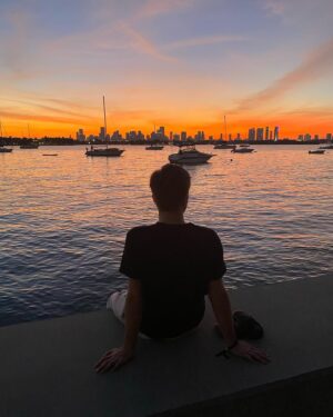 Alex Lange Instagram - no filter necessary. sharing sunsets in miami this week for the art basel @badboi expo with @karmagawa
