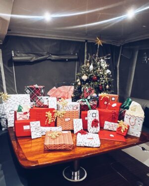 Alexa PenaVega Instagram - 🎄feliz navidad from our familia to yours!🎄 (pretending that the @fsorlando tree is ours for the season 🤣. Swipe to see our awesome boat Christmas!)