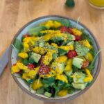 Alexandra Breckenridge Instagram - Fried egg cheese, grain free tortilla salad with carrot ginger dressing. 🌈