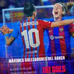 Alexia Putellas Instagram – 🎉 𝐄𝐍𝐇𝐎𝐑𝐀𝐁𝐎𝐍𝐀! 🎉
Empat de màximes golejadores del Barça: 
Alexia 🤝 Jenni
