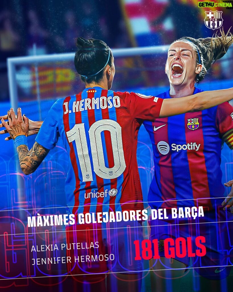 Alexia Putellas Instagram - 🎉 𝐄𝐍𝐇𝐎𝐑𝐀𝐁𝐎𝐍𝐀! 🎉 Empat de màximes golejadores del Barça: Alexia 🤝 Jenni
