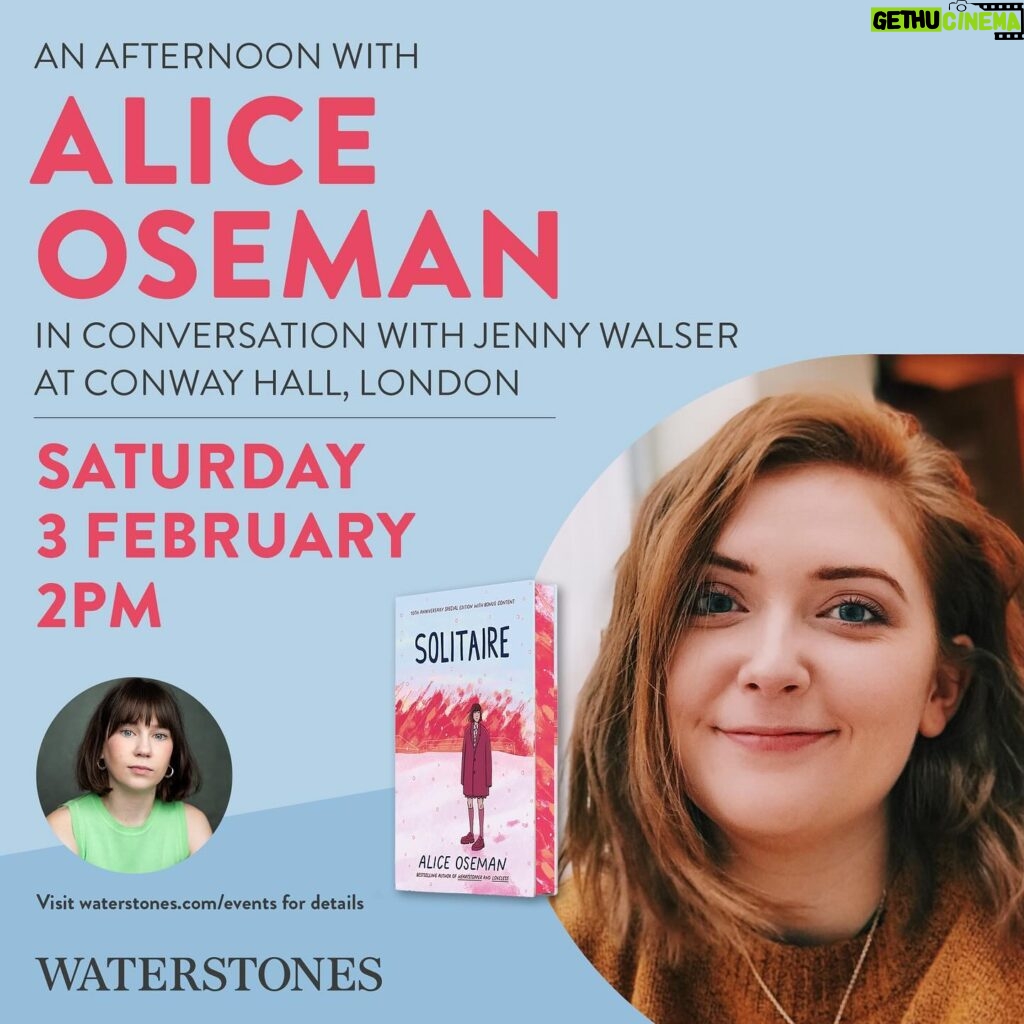 Alice Oseman Instagram - Solitaire is 10 years old! To celebrate I will be talking to real life Tori, Jenny Walser – come and join us! ❄️🔥 (Link in my story)