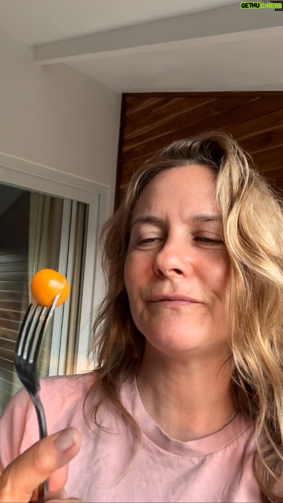 Alicia Silverstone Instagram - So I’m in Monteverde snacking on some fruit, but I can’t quite figure out what this one is? A little sweet, but mostly sour… does anyone know? 🤔 One thing I’m certain of is that it’s yummy! 🤤 #yum #fruit