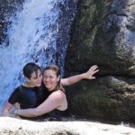 Alicia Silverstone Instagram – While white water rafting, Bear and I enjoined this nice refreshing moment. It was hard to keep balance on rocks and under the waterfall 😂🥰