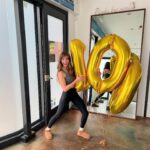Alison Brie Instagram – Celebrated 100 classes @formapilatesla with surprise balloons!! (and a killer ab and glute series🥵😛) Thanks for the time under tension, gals!