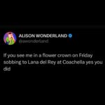 Alison Wonderland Instagram - At coachella in my tumblr flower crown waiting for my queen Lana . Call me LANA DEL RAVE. Hope everyone has a nice night 🍄 #coachella #lanadelrey