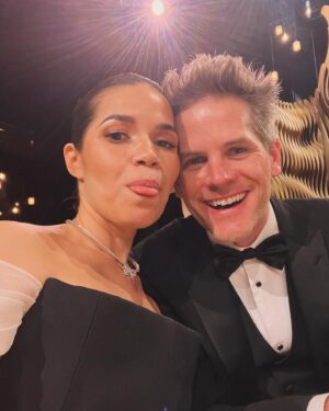 America Ferrera Instagram - A love story in 5 pictures ❤️
1. When he looks at you like that
2. But won’t kiss you in a photo 
3. So you give him the look
4. But he looks at you like that again
5. So you forgive him and get silly

🖤 @dior for @sagaftra Awards 
@karlawelchstylist 
@lindahaymakeup 
@hairbyaviva 
@nailsbydiem