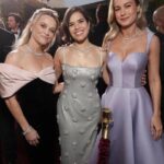 America Ferrera Instagram – Some fun & fave red carpet moments from last night! ❤️❤️❤️❤️❤️ @goldenglobes @barbiethemovie