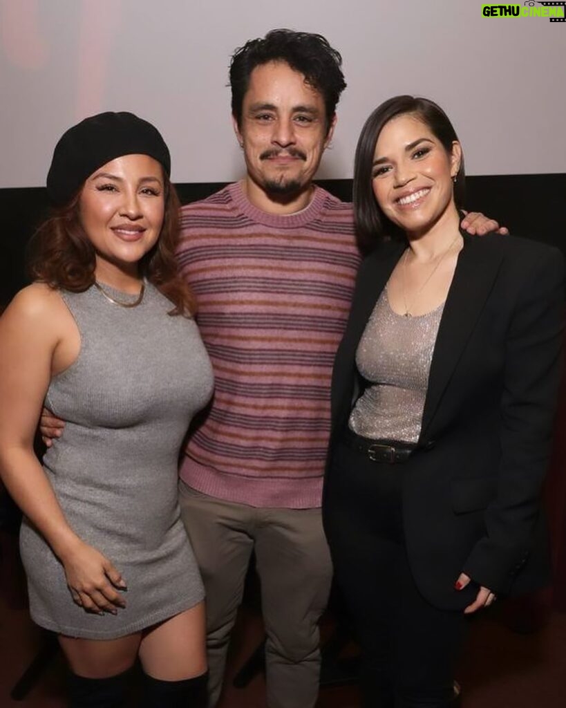 America Ferrera Instagram - 🔥 @flaminhotmovie is a triumph. @evalongoria is an exciting & stylish filmmaker who showcases incredible talent on and behind the screen in her feature film directing debut. It was an honor and a pleasure to talk to her and the insanely talented @jessejohngarcia & @annieggonzalez about how they made the film. Please enjoy this film ASAP if you haven’t already! Also, slide 3 captures my favorite part about being on panels with Eva- we always talk over each other and we both use our hands a lot.