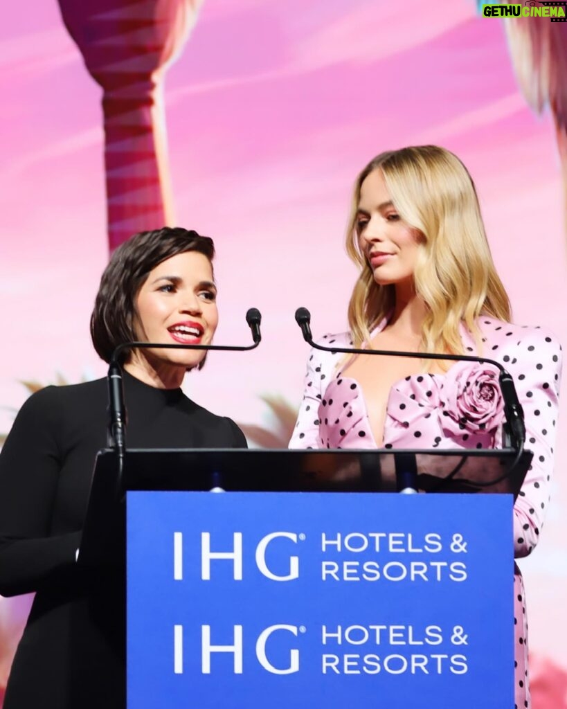 America Ferrera Instagram - 🌸A special night at Palm Springs Film Awards honoring our beloved & phenomenal Barbie director Greta Gerwig. @psfilmfest 💖Glam @karlawelchstylist @larryjarahsims @carolagmakeup