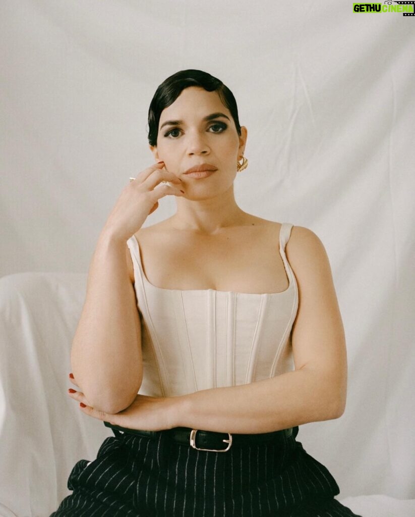 America Ferrera Instagram - @nytimes: What are your thoughts on the discourse that some people believe Gloria’s speech (in @barbiethemovie )oversimplifies feminism? Me: We can know things and still need to hear them out loud. It can still be a catharsis. There are a lot of people who need Feminism 101, whole generations of girls who are just coming up now and who don’t have words for the culture that they’re being raised in. Also, boys and men who may have never spent any time thinking about feminist theory. If you are well-versed in feminism, then it might seem like an oversimplification, but there are entire countries that banned this film for a reason. To say that something that is maybe foundational, or, in some people’s view, basic feminism isn’t needed is an oversimplification. Assuming that everybody is on the same level of knowing and understanding the experience of womanhood is an oversimplification. Link in bio for whole interview with @carlosfilm for @nytimes Pics by @amyharrity Glam: @karlawelchstylist @carolagmakeup @larryjarahsims 🖤 Thanks to the whole team