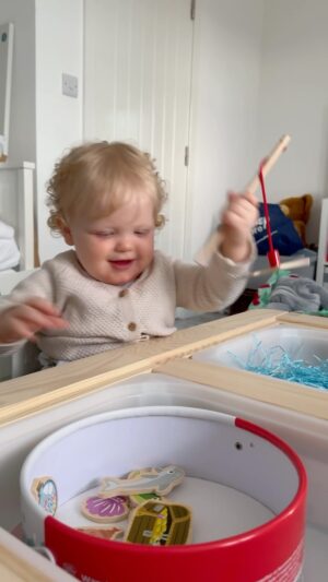 Amy Hart Instagram - Sensory Table! 🎣 🐠  Now that Stanley is getting older I’m excited to start doing more structured activities with him!! Please share any ideas for sensory set ups in the comments to help others out 👇🏻

Table: IKEA Filsat
Chairs: IKEA Kritter
Game: Chad Valley from Argos 

#sensoryplay #sensory #sensoryplayideas #sensorybin #sensoryactivity #woodentoys #fishinggame #ikea #ikeahack #ikeafilsat #filsattable #filsatfun #kritterchair #trufftray #trufftrayideas #montessoriactivity #activitytable #toddleractivities #toddlerplay #toddlerplayideas #toddlertoys