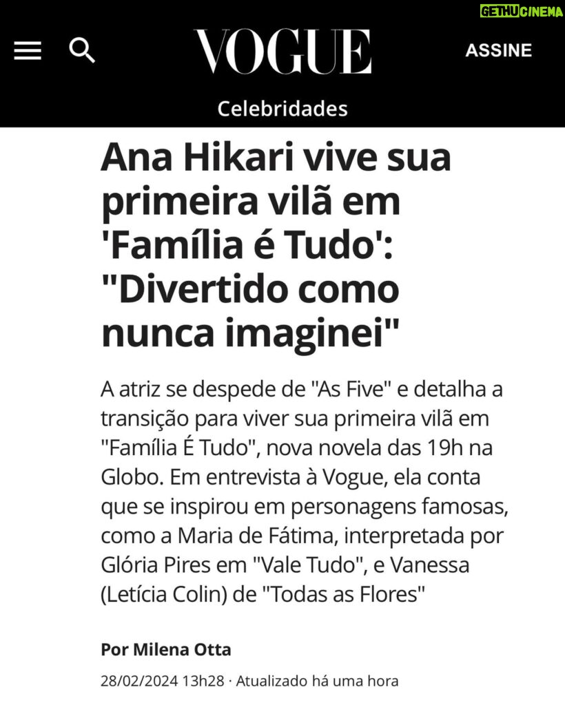 Ana Hikari Instagram - Matéria linda pra @voguebrasil falando da minha estreia como vilã dia 04 de março na @tvglobo e também pra falar da última temporada de AS FIVE. Duas estreias maravilhosas com personagens bem diferentes pra vocês assistirem. Dia 01 de março todos os episódios da última temporada de #AsFive no @globoplay pra vocês se despedirem da Tina e dia 04 de março #FamiliaÉTudo pra vocês conhecerem a Mila Link da Matéria completa da @voguebrasil nos stories Obrigada @milena.otta e @viracomunicacao Fotos lindas de @gersonlopes_photographer Styling @laribenevenuto Look @patbo_brasil Make @vladaae Bag @gucci @bobags