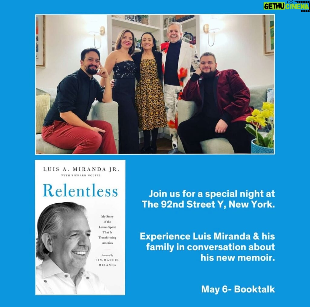Ana Navarro Instagram - So happy to be moderating a conversation with the Miranda Family (@lin_manuel, Cita, Luz, Miguel and Luis) about @vegalteno’s new book, “Relentless”. Join us tomorrow, Monday, May 6th at @92ndstreety at 8pm. I promise you this will be fun and insightful - and there might be singing and dancing and crying and cussing and God knows what else.