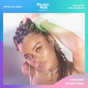 Andra Day Instagram - We are thrilled to announce that Andra Day will be receiving the Spirit Award at our upcoming benefit on April 24 in LA at The Novo! 

From her chart-topping hits to her transformative role in ‘The United States vs. Billie Holiday,’ Andra’s artistry knows no bounds. She has captured the hearts of millions and inspired positive change around the world. The Spirit Award honors her commitment to uplifting and motivating others through her music and advocacy efforts. 💫

Join us in celebrating Andra Day’s remarkable talent and the spirit she brings to everything she does. Help us continue to spread love, hope, and empowerment in the lives of children through the power of music education. Tickets are available now at MusicWill.org