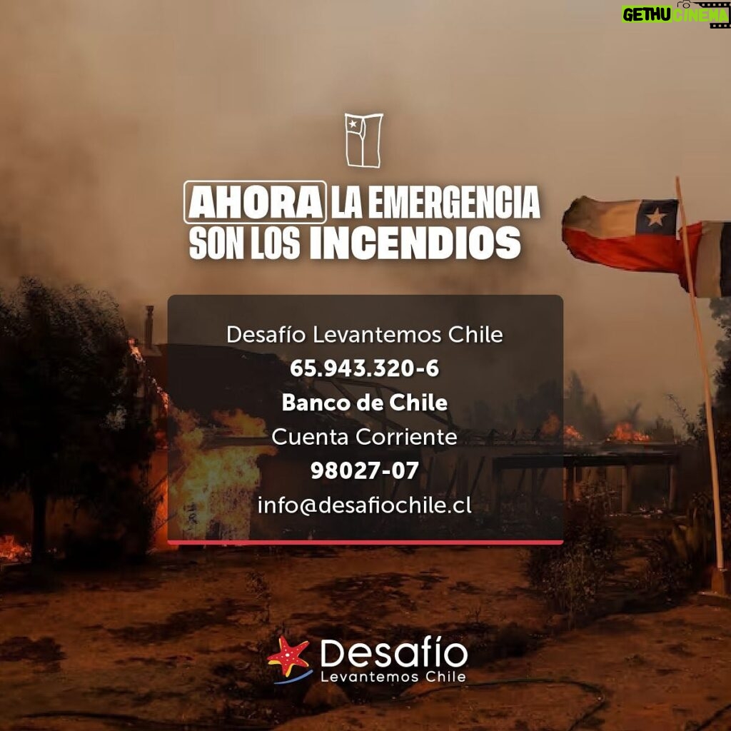 Angélica Castro Instagram - Mucha fuerza a todas las familias que están sufriendo en estos momentos por los incendios de la quinta región. Levantemos la V Región! Hoy en *Desafío Levantemos Chile* estamos comprometidos con las familias de la V Región que lo perdieron todo a causa de los incendios. A unirnos Chile!!! 💪🏻❤️ Dona aquí https://bit.ly/4bkDGtV