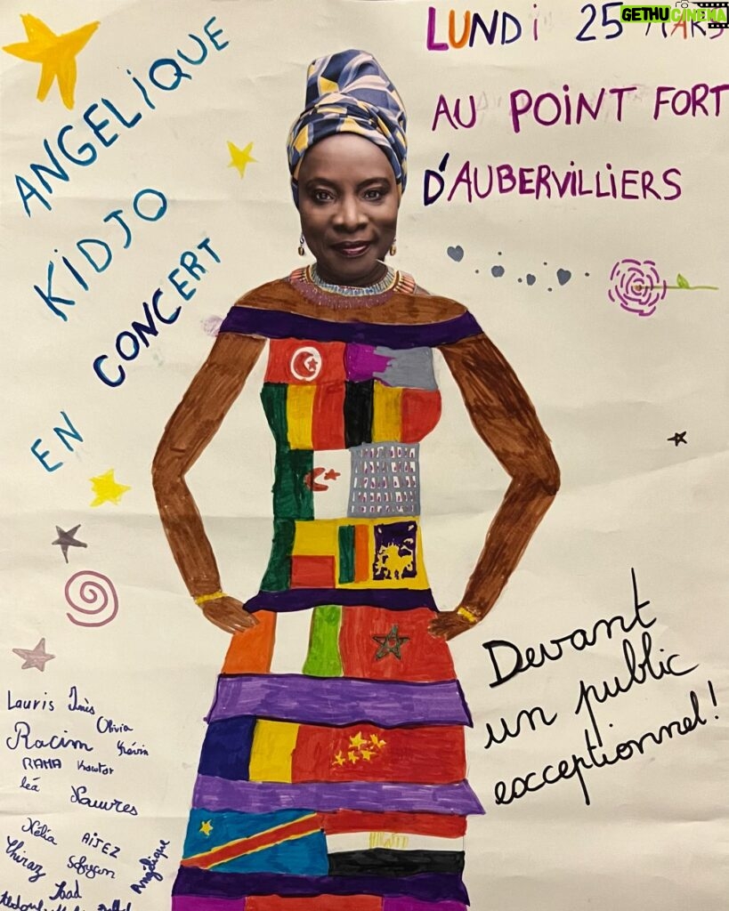 Angélique Kidjo Instagram - 🎶👧🏽👦🏼🧒Spending the day with the enthusiastic kids of Seine Saint Denis around Paris for the beautiful @villesdesmusiquesdumonde #citedesmarmots project in conjunction with the @theatreduchatelet @amenviana 🎸