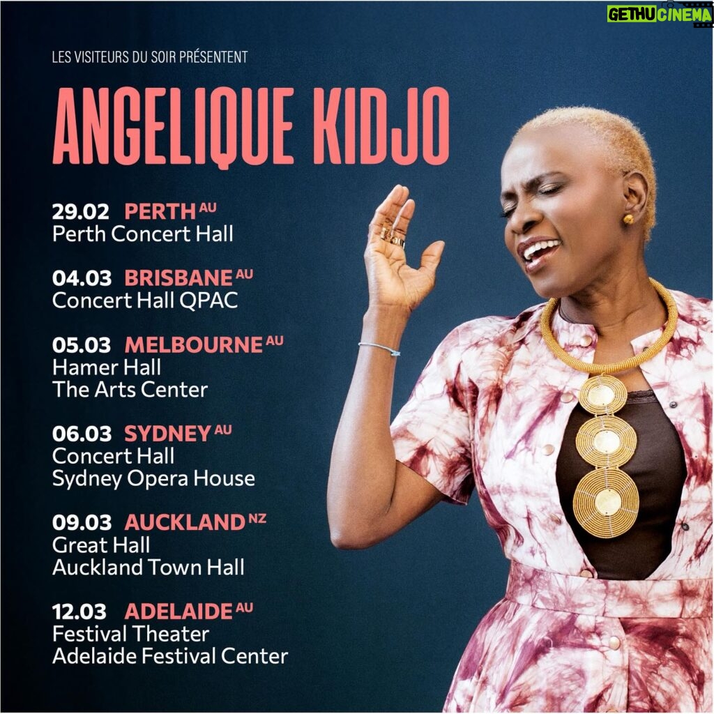Angélique Kidjo Instagram - I cannot wait to perform in Perth, Brisbane, Melbourne, Sydney, Auckland and Adelaide in February and March 2024! All venues have been announced and tickets are on-sale now! Get more information – link in bio.