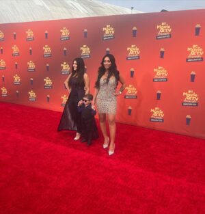 Angelina Pivarnick Instagram - Photo dump from last night with @deenanicole @mtv @mtvla @mtvawards @jerseyshore.  Mua - @justinedivanna  Hair - @danadhairstudio  Dress @castlecouture by my FAVE DESIGNER EVER @portiaandscarlett 😍😍😍😍😍. Thank you to my amazing team for making me feel sexy last night. 🙏🏼🥰