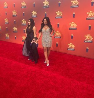 Angelina Pivarnick Instagram - Photo dump from last night with @deenanicole @mtv @mtvla @mtvawards @jerseyshore.  Mua - @justinedivanna  Hair - @danadhairstudio  Dress @castlecouture by my FAVE DESIGNER EVER @portiaandscarlett 😍😍😍😍😍. Thank you to my amazing team for making me feel sexy last night. 🙏🏼🥰