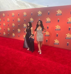 Angelina Pivarnick Instagram - Photo dump from last night with @deenanicole @mtv @mtvla @mtvawards @jerseyshore.  Mua - @justinedivanna  Hair - @danadhairstudio  Dress @castlecouture by my FAVE DESIGNER EVER @portiaandscarlett 😍😍😍😍😍. Thank you to my amazing team for making me feel sexy last night. 🙏🏼🥰