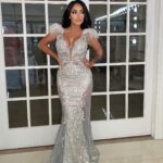 Angelina Pivarnick Instagram - I love wearing white dresses ps it is white it looks silver here. It has a lot of silver sparkles. 🤍🤍🤍🤍🤍🤍🤍