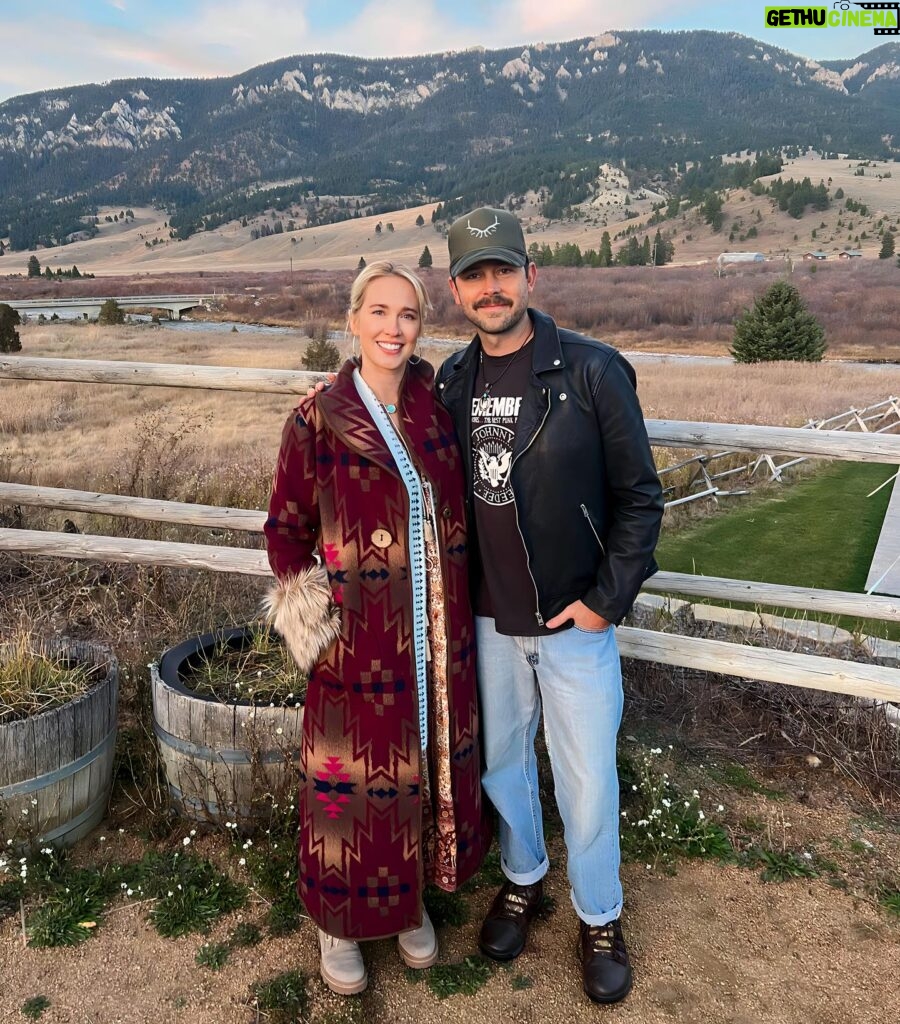 Anna Camp Instagram - Magic Montana with Michael, a Mustache, Mountains, and Mugs from @murdochs_ ❤️‍🔥👨🏻🏔️☕️