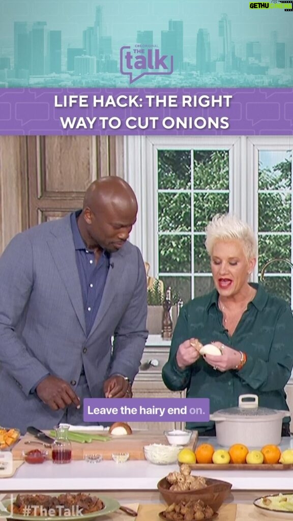 Anne Burrell Instagram - Pro tip for cutting onions ✔️😂 #cooking #onions #anneburrell