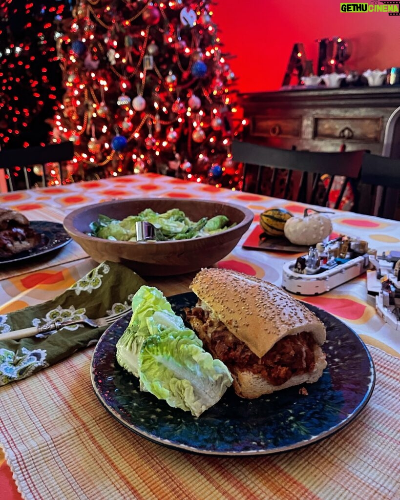 Anne Burrell Instagram - We finished all the leftover turkey…moving on the the leftover meatballs!!! Big FAT meatball sangwiches and Caesar salad for dins!!! #yummy #theclaxtons #leftovers #luckygirl #ilovewhatido
