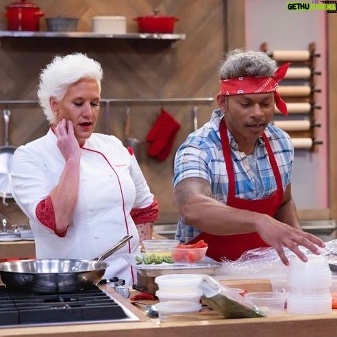 Anne Burrell Instagram - It’s getting serious-ish in boot camp!!! Check out a new ep of #worstcooks tonight on @foodnetwork !!! @mastercheftd and I are going to whip our recruits into shape!!! #rockingredstars #ilovewhatido #luckygirl