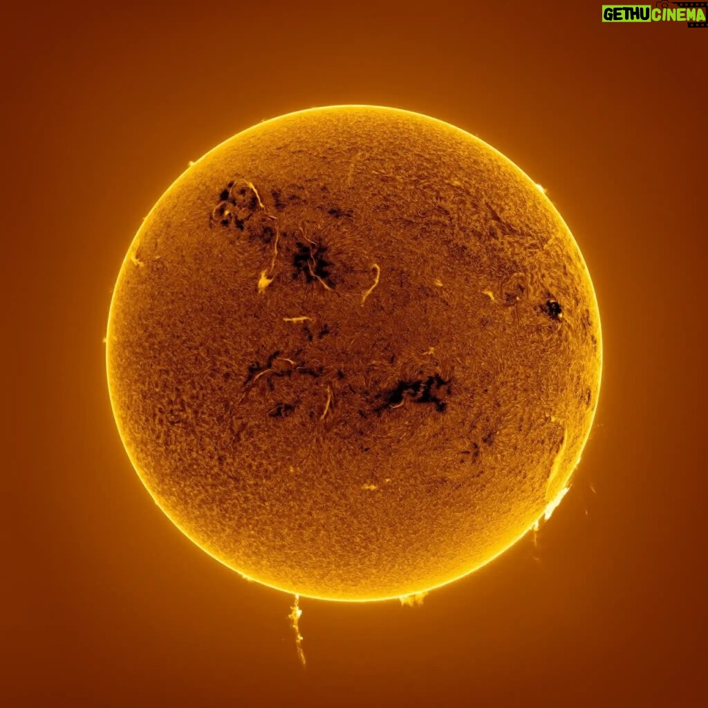 Arianna Huffington Instagram - The big solar news next week is about not being able to see the sun. But as the work of award-winning solar astrophotographer @eduardoschaberger shows, our sun is full of mysteries and wonder even when not being photobombed by the pushy moon. This shot of a recent solar flare shows a plasma column shooting out over 124,000 miles from the sun’s surface (over half the distance from Earth to the moon). It’s a sign the sun will soon enter the most active phase of its 11-year solar cycle known as the solar maximum, which sounds like a good action movie title. “To be able to see or photograph a little bit of the intimate life of a star is truly very exciting,” says Schaberger. If you’re going to be watching what poet Robert Herrick called the “glorious light of heaven” dim for a few moments, just remember to wear eclipse glasses or make your own pinhole camera.  📸: @eduardoschaberger