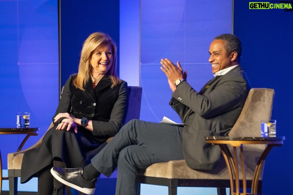 Arianna Huffington Instagram - Throwback to my life with two functioning shoulders and two functioning knees a month ago in Washington DC at the MetLife Benefits Symposium with chief marketing officer Michael Roberts. This year’s theme focused on cultivating care and connection in an evolving workplace, and in my conversation with Michael, we talked about how healthcare costs are rising for self-insured employers even as outcomes are getting worse, but at the same time there are incredible opportunities with AI to help employees make better decisions that lead to healthier, fuller lives. That’s why at @thrive we’re building personalized AI health coaches to help people no matter where they are on their health journeys and connect them to the benefits they need at the right time. As MetLife’s annual Employee Benefit Trends Study found, companies with greater employee well-being have higher revenue growth than those with lower employee well-being.
