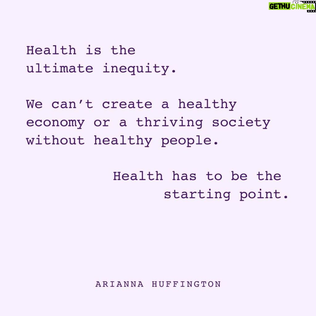Arianna Huffington Instagram - According to the World Health Organization, at least 140 countries recognize health as a human right in their constitution. And yet we see that the burdens of chronic diseases are not borne equally throughout our society. We need to broaden our idea of healthcare – because health is also about what happens between doctor visits. That means more focus on a solution that we’re not using nearly widely enough: behavior change, which is a miracle drug — not just for preventing disease but for optimizing the management of disease. #WorldHealthDay