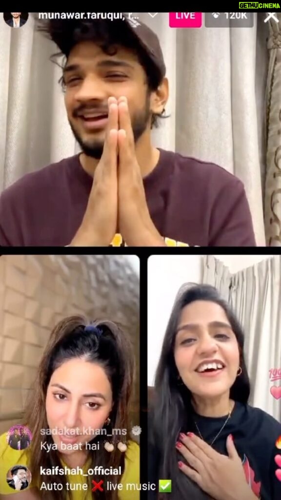Asees Kaur Instagram - Getting so many msgs for the live with @munawar.faruqui @realhinakhan for our song #HalkiHalkiSi @saaj__bhatt Sharing a snippet for those who missed it …. Don’t be sad & enjoy a glimpse 😋 @sanjeevchaturvedi_music @playdmfofficial @anshul300 @raghav.sharma.14661