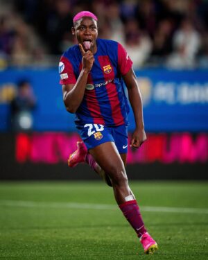 Asisat Oshoala Instagram - Football is an ART.  Enjoyed that one 😘#ChampionsLeagueNight #Alhamdulilah