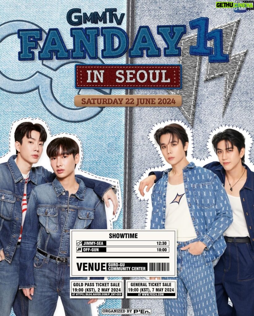 Atthaphan Phunsawat Instagram - Hello, Korean fans. 🇰🇷 Off-Gun and Jimmy-Sea are coming your way to sooth the summer heat in June! 🔥 In GMMTV FANDAY 11 IN SEOUL 📍June 22, 2024 at GURO-GU COMMUNITY CENTER 🎟General/Platinum tickets are available on Now at >> yes24.com Come see us. SHOW SHOW SHOW Annyeong👋🏻 #GMMTVFANDAY11 #OGJSFANDAYxSEOUL #GMMTV