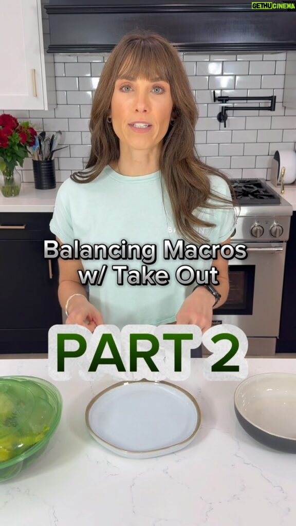 Autumn Calabrese Instagram - Part 2, how I balance my macros when ordering from a restaurant. Because the salad was so big I got to enjoy 2 meals out of it 😋 You don’t have to eat it all in one serving & you don’t have to waste it. #portionfixcontainers #portionfix #balanceddiet #macros