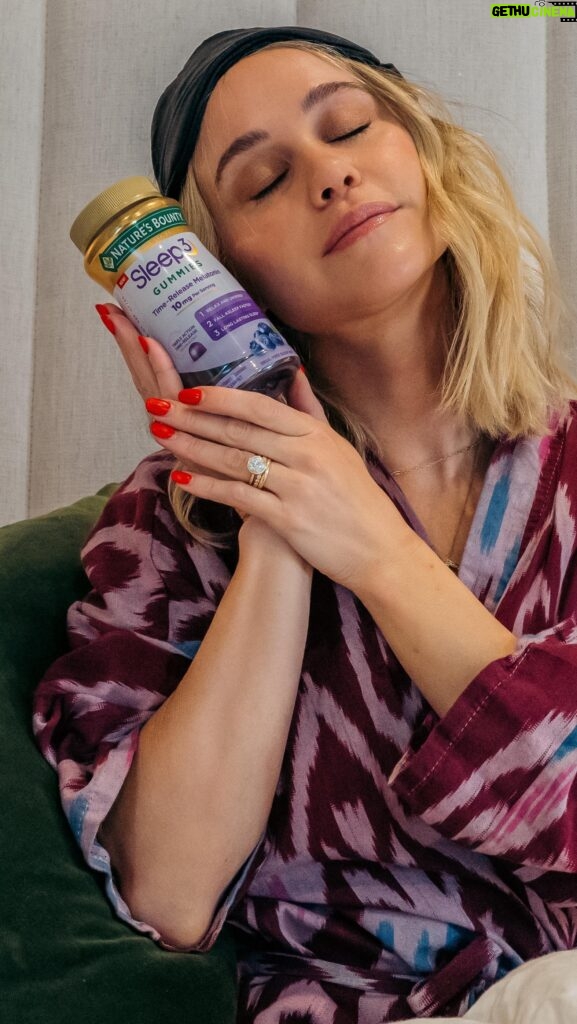 Becca Tobin Instagram - #ad | Avoid an evening of tossing and turning and reach for a bottle of @naturesbounty Sleep3 Gummies.  These vitamins help me fall asleep faster and contain time-release melatonin to help me stay asleep longer*. They have become my go-to!!   *This statement has not been evaluated by the Food and Drug Administration. This product is not intended to diagnose, treat, cure or prevent any disease.  #NaturesBountyBeauty #NaturesBounty