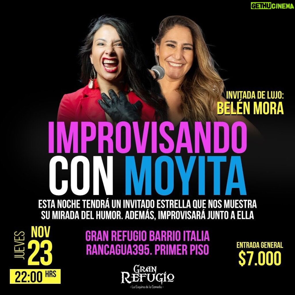 Belén Mora Instagram - HOLA !! Hoy la @moyitamamut me invito a improvisar en el Gran Refugio!!! 🖤🖤 ENTRADAS EN @comediaticket