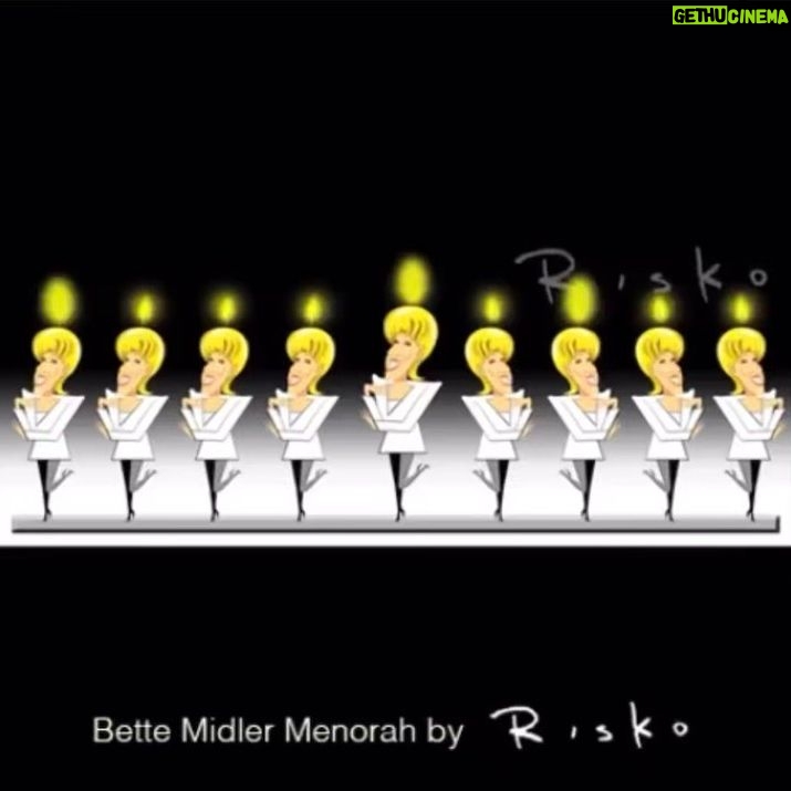 Bette Midler Instagram - One last night to light those lights. Happy Hanukkah! Thanks @riskonyc for this wonderful art!