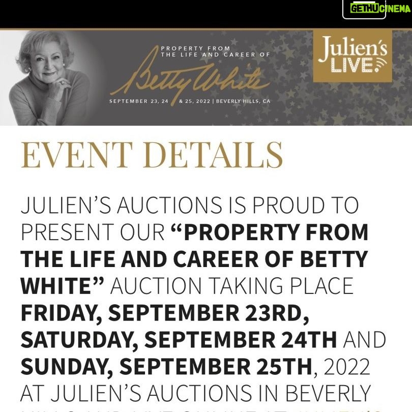 Betty White Instagram - Lots of feelings today… take a look at all of the special items and memories at Juliensauctions.com